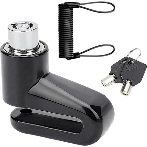 Noir 1 pièce Antivol Moto, Bloque Disque Alarme, Renforcé, 2 clés, Serrure Haute Sécurité, Étanche, antivol velo, antivol moto, cadenas, Blocage de frein à disque universel (1/5)