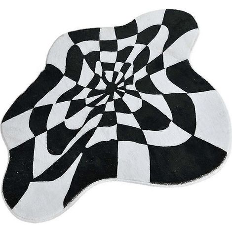 Tapis de bain à motif floral, peluche douce, motif à damier, tapis de bain floral doux, tapis de chevet, tapis décoratif antidérapant EE (1/5)