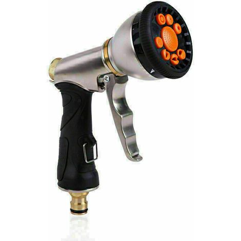 Pistolet d'arrosage Metal Buse de pulvérisation de Tuyau en métal Robuste Modèle de pulvérisation à9 Voies Buse d'arrosage de Nettoyage de pulvérisateur de Tuyau de, arrosage de Rue de Jardin,Facile à (1/5)