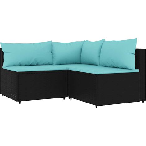 Maison Exclusive - 3-tlg. Garten-Lounge-Set mit Kissen Schwarz Po