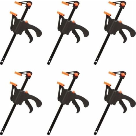 Lot de 6 Serre-joints en Forme de F, Serre Joint avec Serrage Rapide et Facile, Outils à Main pour Menuiserie(4pouces)