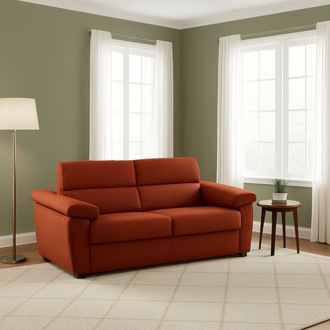 Divano Letto 2 Posti Fisciano, Sfoderabile, Contenitore Made in Italy, di Apertura a Ribalta, 205x95 cm Arancione (1/5)