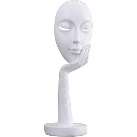 Statues de visage de femme moderne et simple, sculpture de femme penseuse, figurine en résine sculptée pour la décoration de la maison, du bureau ou de la chambre (noir) (1/5)