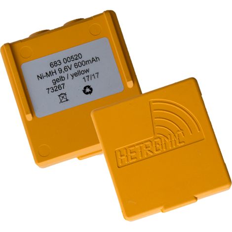 Batterie jaune 9,6V 600mAh – Technologie lithium – Pour outils électriques – SKU 68300520 – Hetronic