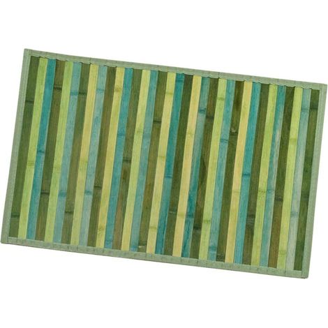 Tapis en Bois de Bambou Cuisine Salle de Bain Chambre Anti-dérapant Petit Déjeuner Napperon Vert - 50x77 cm