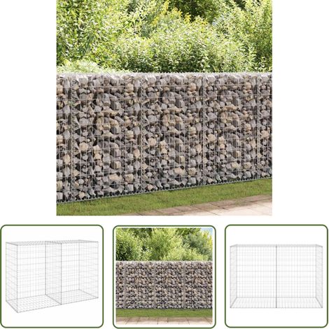 The Living Store Mur en gabion avec couvercles Acier galvanisé 150x60x100 cm - Mur En Gabion - Cloture Metallique - Barrieres Exterieur - Souteneur Mural - Decoration Jardin (1/5)