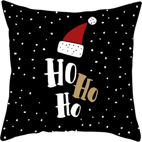 Filiyano – oreiller neige – Taie d'oreiller neige, chapeau de Noël Ho Ho Ho Ho noir, taie d'oreiller 50x50cm