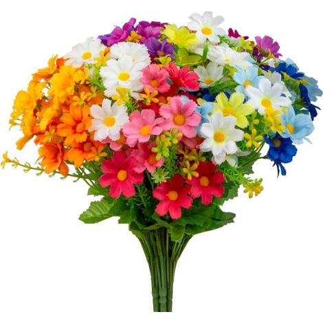 bouquet di fiori artificiali di margherite, fiori artificiali per esterni, belli e naturali, adatti per interni ed esterni, giardino, veranda