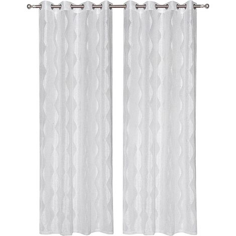 Tende Finestre Porte Interno Elegante Chic Tessuto Strass Brillantini Coppia 2 pz Beige - 140x280 Cm