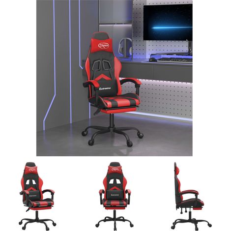 The Living Store Gaming-Stuhl mit Fußstütze Schwarz und Rot Kunstleder -  Gaming-Sessel (1/5)