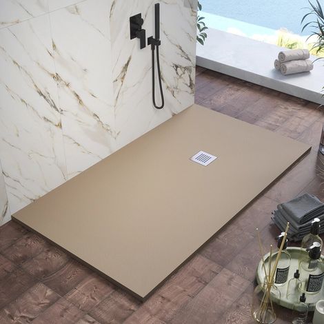 Piatto Doccia Rettangolare 80x160cm in Marmoresina Marrone Effetto Pietra Altezza 2,5cm Mod. Kos (1/5)