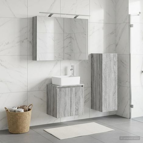 vidaXL Bathroom Furniture Set 4 pcs Grey Sonoma (1/5)