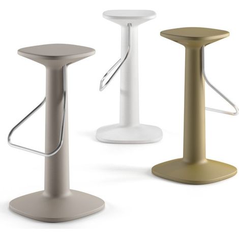 Tool Stool Bianco - No seduta sedia alta sgabello per interno esterno in polietilene Plust bar ristorante hotel albergo giardino terrazza casa (1/4)