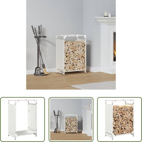 vidaXL Rangement bois - Portant de bois chauffage blanc 44x28x65 cm (1/5)
