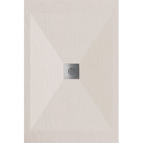 Receveur de douche 70x130 cm extra plat DEXA en résine surface ardoisée beige Grille inox