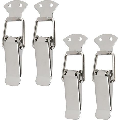 Loquet à ressort, sans mécanisme de verrouillage, argenté, entraxe de 47 mm, 4 loquets à bascule en acier inoxydable (1/5)