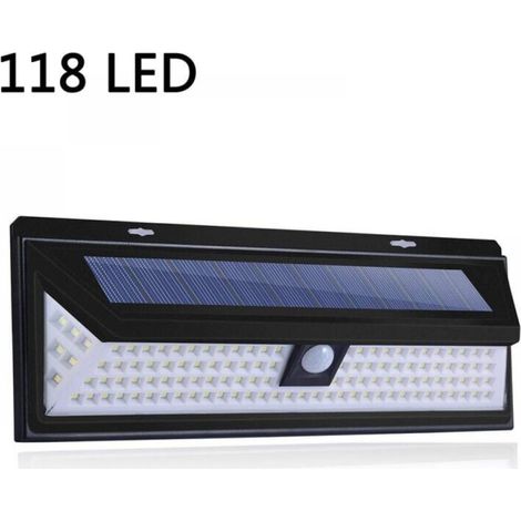 Lampada solare a 118 LED da 1000 lumen, applique da parete con sensore di movimento PIR, impermeabile IP65, per esterni e giardino.
