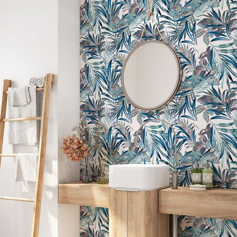 Crédence adhésive salle de bain - Feuilles - 60x60 cm - Adhésif MAT (1/4)