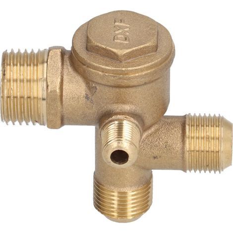 Ersatzteile für Luftkompressorventile, 4-Wege-Doppelrohr-Rückschlagventil aus Messing, Zubehör 10 x 16 x 16 x 20,5 mm / 0,4 x 0,6 x 0,6 x 0,8 Zoll (1/4)