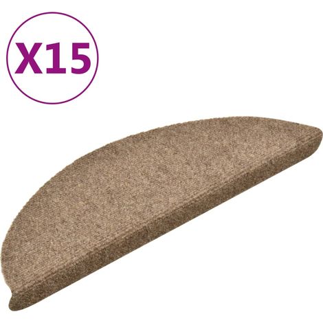 vidaXL Stair Mats Self-adhesive 15 pcs 56x17x3 cm Beige Half Round