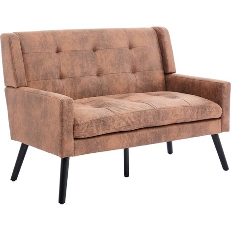 Banc 2 places en suède premium avec pieds en bois massif antidérapants pour salon, chambre ou bureau (1/5)