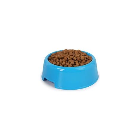 Gamelle ronde réutilisable en plastique pour chat et chien, intérieur et extérieur – Bleu, légère et facile à nettoyer– (1/5)