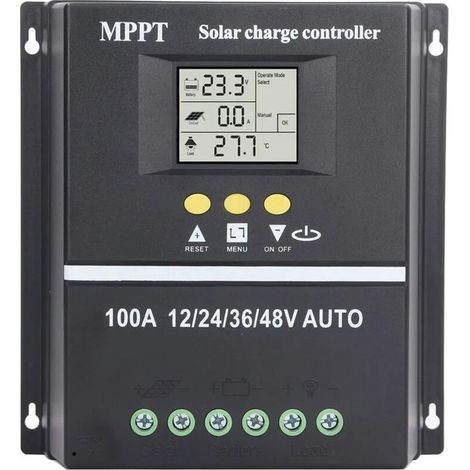 100-A-MPPT-Solarladeregler – Zwei USB-Anschlüsse – Hintergrundbeleuchtetes LCD-Display – Spannungsschutz – Kompatibel mit GEL- und LiFePO4-Akkus (1/5)