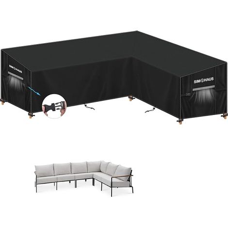Outdoor Corner Sofa Cover Waterproof Protective L-Shaped Covers for Garden Living Rooms Corner Tarpaulin Sofa Corner 420D Oxford Fabric 240 x 180 x 90 x 80/60 cm (1/4)