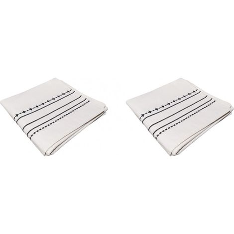 Lot 2 chemins de table coton blanc et broderie 50 x 145 cm - GEMA 6524 (1/3)