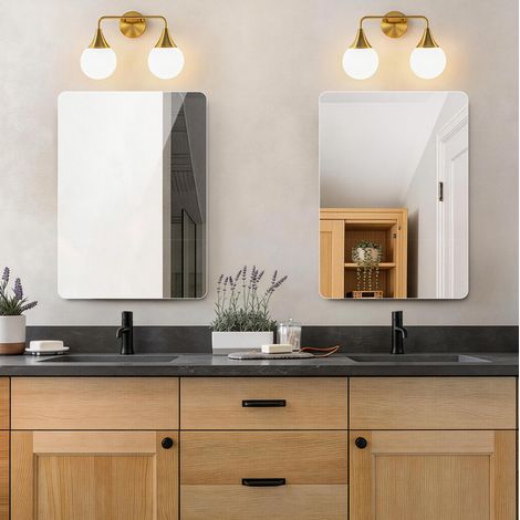 Miroir de salle de bain 80x60 cm en verre argenté sans cadre, mural réversible, résistant – MEUBLIV (1/5)