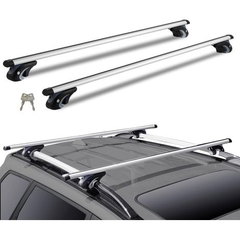 Barres de Toit Transversales 132 cm Aluminium Lot de 2 pour Rails Latéraux Surélevés SUV Berline Fourgonnette (1/5)