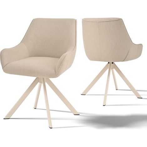 Goeurvant Poltrona girevole a 360° con schienale curvo e morbido cuscino, il connubio perfetto tra stile e comfort - Set di 2 - Beige