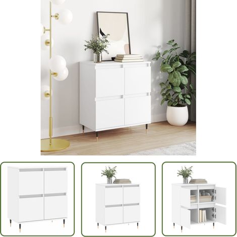 The Living Store Sideboard Weiß 60x35x70 cm Holzwerkstoff - Schreibtisch - Wohnzimmermöbel - Sideboard - Regal - Aufbewahrung (1/5)