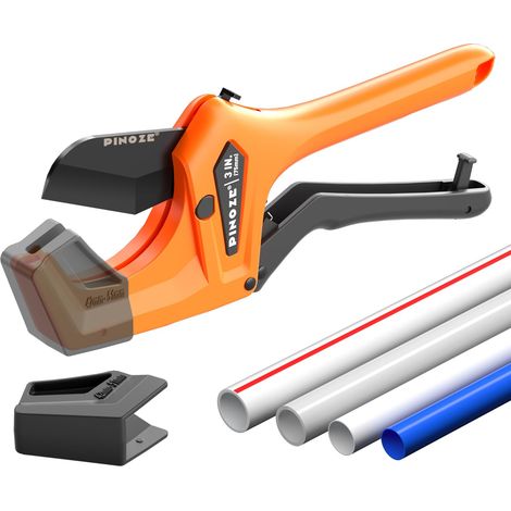 Coupe-tuyau en PVC pour couper jusqu'à 7,6 cm, outil de coupe de tuyau à cliquet robuste avec stabilisateur pour PVC, PPR, PE, PEX, tuyaux en plastique et tuyaux de plomberie avec lame SK5 (1/5)