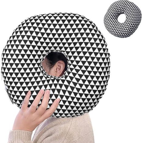 Almohada perforada, almohada con orificio para la oreja, almohada para quienes duermen de lado, almohada perforada de algodón, anillo para dormir para aliviar el dolor de oído para quienes duermen de  (1/5)