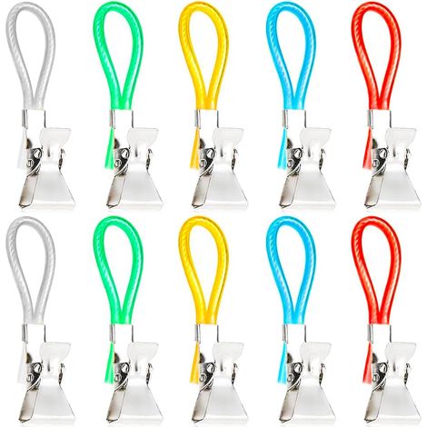 DOLASO 10 Stück Handtuch-Clip, Geschirrtuch-Haken, Küchenhandtuch-Clip, mehrfarbige Handtuch-Clips, hängende Küchen-Clips aus Metall, für Küche, Schränke und Badezimmer (5 Farben) (1/5)