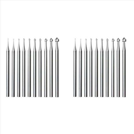 Lot de 20 fraises à sertir pour bijoux - Tige de 3/32 po, fraises à pierre cylindriques et coniques, outils de fabrication lapidaire (1/4)