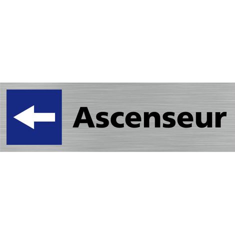 Pictogramme ASCENSEUR VERS LA GAUCHE (Q0272).- Adhésif aspect aluminium brossé - (1/5)