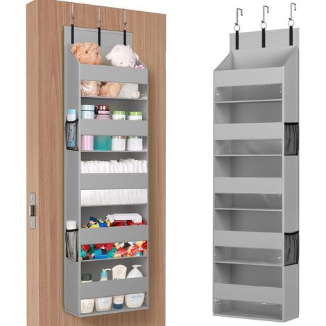 1 Türhänger, 5 Ablagen, Vliesstoff, 4 Seitentaschen, 20 kg Tragkraft, für Schlafzimmer, Badezimmer (1/5)