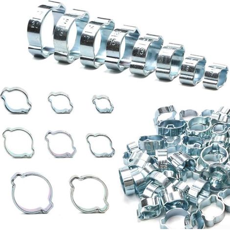 Lot de 80 colliers de serrage à double oreille en acier inoxydable plaqué (1/5)