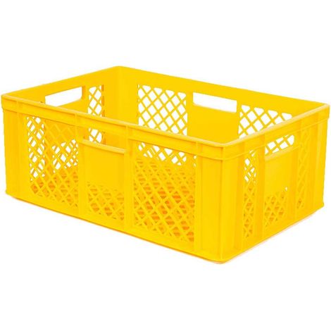 BRB 54 Stück Eurobehälter durchbrochen/Bäckerkiste, LxBxH 600x400x240 mm, PE-HD, lebensmittelecht, Palettenware (gelb)