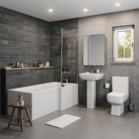 Amelie L Bathroom Suite with Right Hand Bath (1/5)