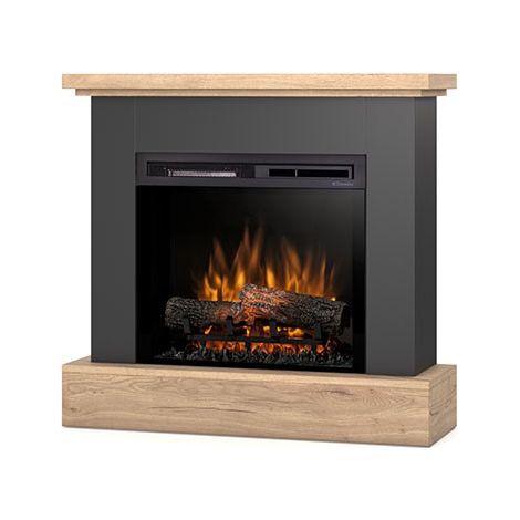 Caminetto Elettrico da pavimento A Libera Installazione A LED - 23" - 92 x 86 x 29 - Nero / Rovere chiaro - YUKON (1/5)
