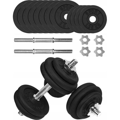 Gusseiserne Hanteln, 2 x 15 kg Stangen, 28 mm Scheiben, verstellbares Gewichtsset 30 kg