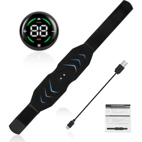 Stimulateur musculaire EMS 115 cm pour le ventre, ceinture amincissante, masseur vibrant intelligent, appareil de fitness pour les abdominaux et la perte de taille 01912-AquaForge