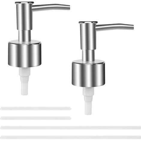 2 Pièces Têtes de Pompe pour Distributeur de Savon Pompe de Rechange pour Distributeur de Savon Liquide avec 4 Tubes pour Bouteilles à Filetage de 28mm Cuisine Salle de Bain Plan de Travail (1/5)