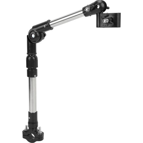Support télescopique 360° pour parapluie de vélo, adaptable fauteuil roulant extérieur, acier inoxydable noir (1/5)