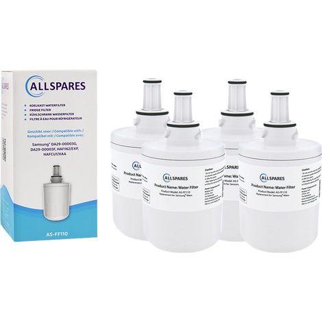 AllSpares Filtre à eau (4 pcs.) pour réfrigérateur adapté pour Samsung Aqua Pure Plus DA29-00003F / DA97-06137A-B / HAFIN1/EXP / HAFIN2/EXP (1/4)