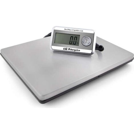 Orbegozo PC 5500, Industrielle Küchenwaage, maximale Kapazität 200 Kg, Tara-Funktion, batteriebetrieben und mit Netzadapter, Anzeige für schwache Batterie, Oberfläche aus Edelstahl,