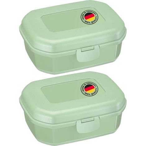 Westmark 2 x Snack Box Contenitore per Pane, con Chiusura a Scatto, Altezza 7.4 cm, Plastica, Maxi, Verde, 235222EM (1/5)